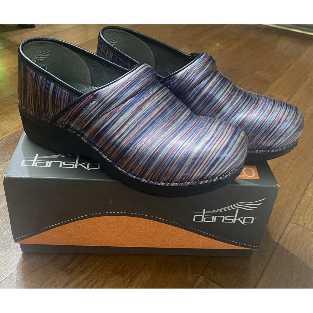 Dansko Womens Clogs Professional‎ Clogs US 7.5-8 EU 38 Silver Multicolor Striped